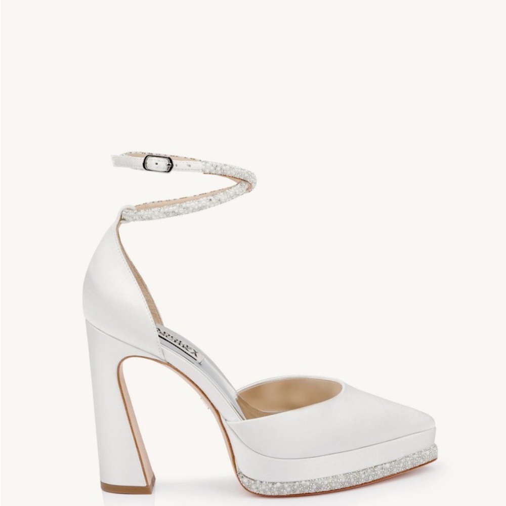 Badgley Mischka Silver and White Platform Heels - Picture 2 of 6